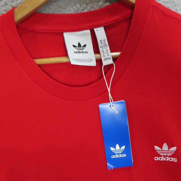 Adidas Originals Essential Tee Men XL Scarlet Red Trefoil Logo NEW - Picture 4 of 13